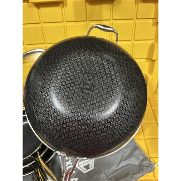 HEXCLAD 7 Piece Nonstick Stainless Steel Frying Pan Set 8 10 12- Lids Wok M $600 - Picture 4 of 10